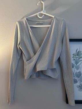 Abercrombie & Fitch Ribbed Wrap Long-Sleeve Top
